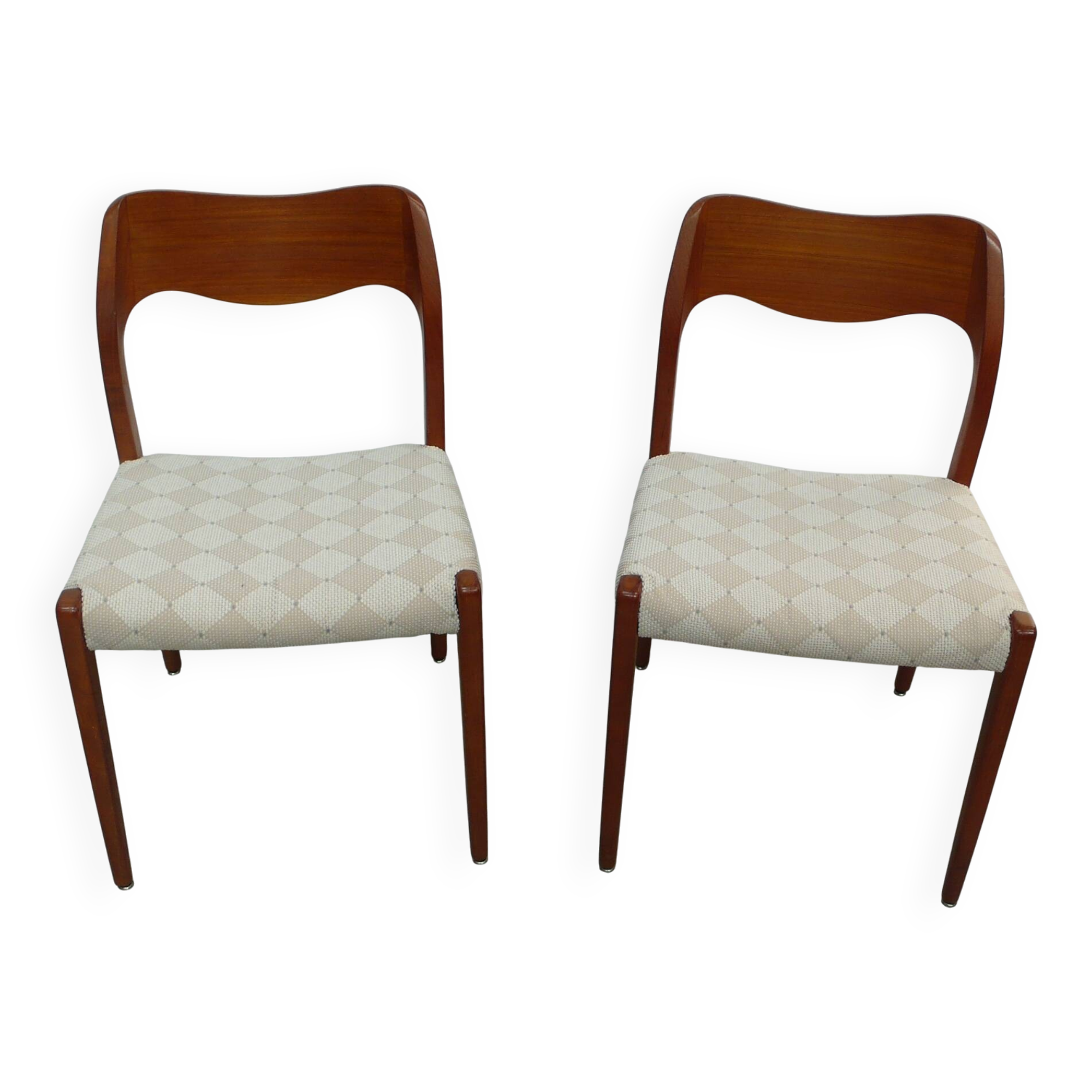 Two Teak Chairs Modell 71 by JLM Møllers Denmark, Niels Otto Møller 60s