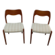 Two Teak Chairs Modell 71 by JLM Møllers Denmark, Niels Otto Møller 60s