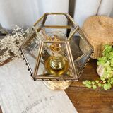 Lamp in brass, bronze and glass