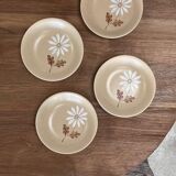 4 plates Autumn stoneware with daisy pattern