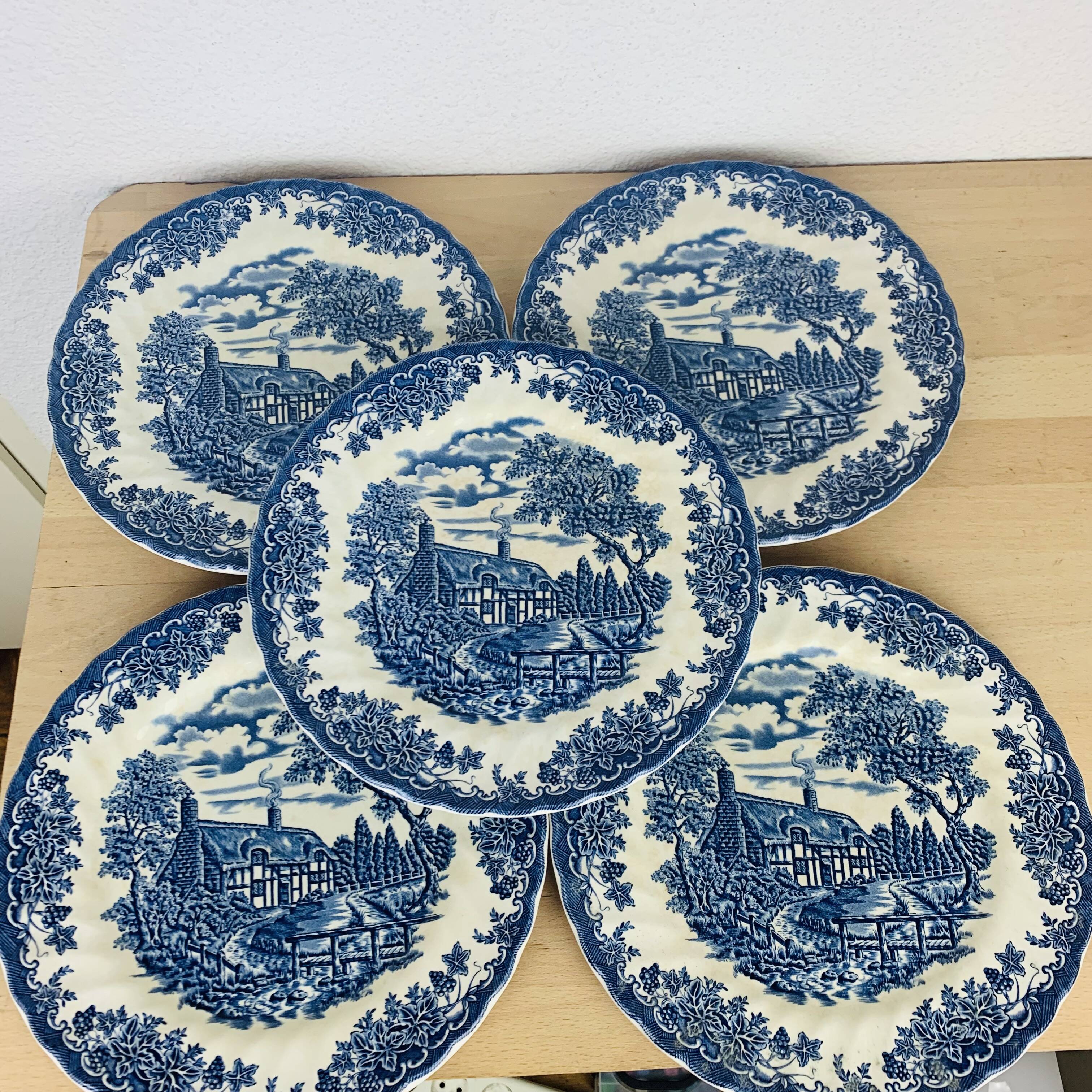 5 Myott The Brook English Ironstone Dinner Plates