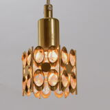 Deux suspensions en laiton doré et cristal, de Palwa, design 1960