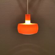 Hanging lamp, designed by Bent Karlby for Schrøder Kemi Denmark 1970s. Made of orange ABS plastic