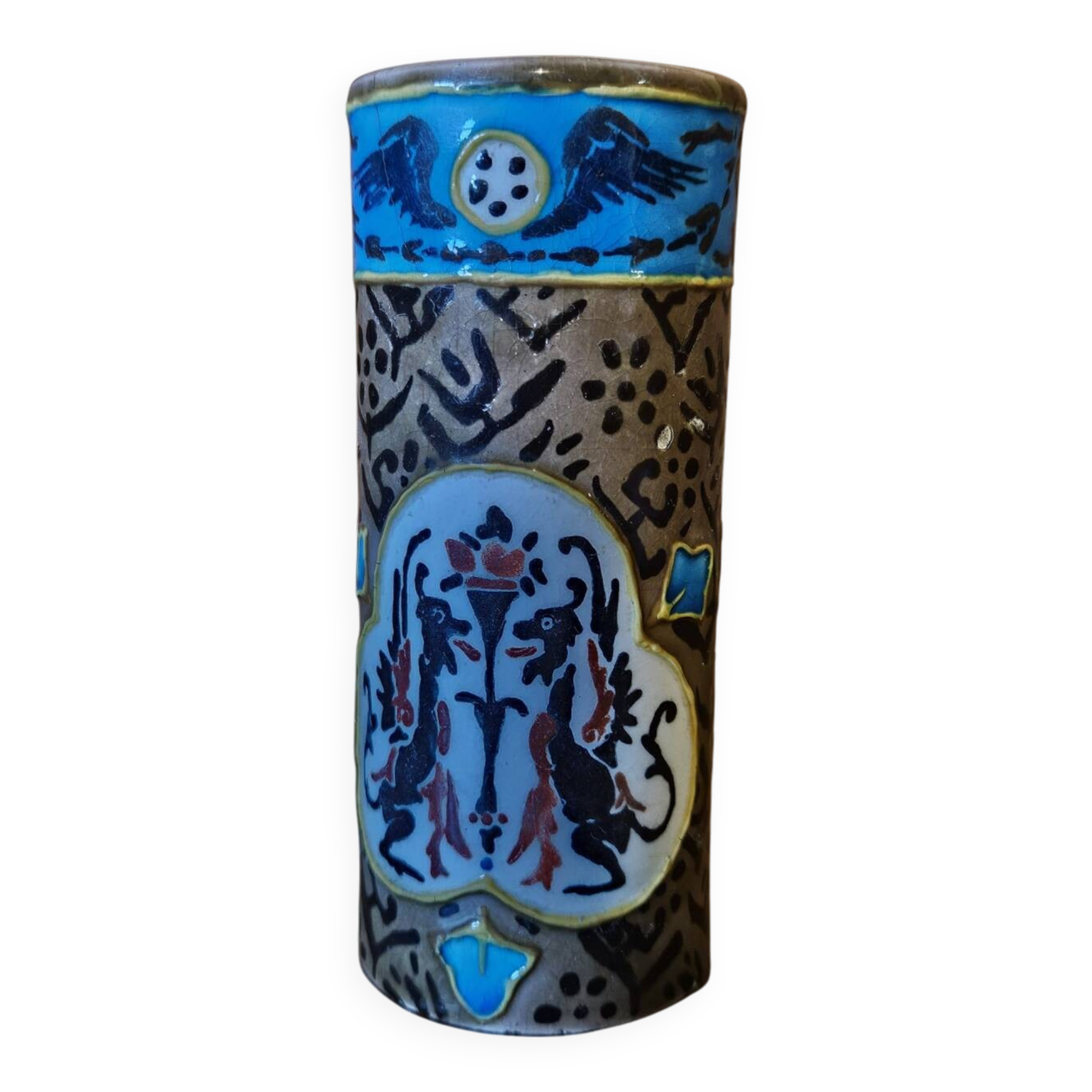 Old Man Roller Vase in Enamelled Ceramic