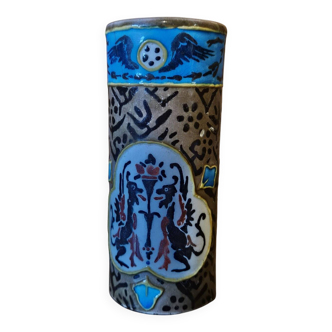 Old Man Roller Vase in Enamelled Ceramic