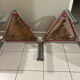 Vintage Bauhaus orange triangular stools
