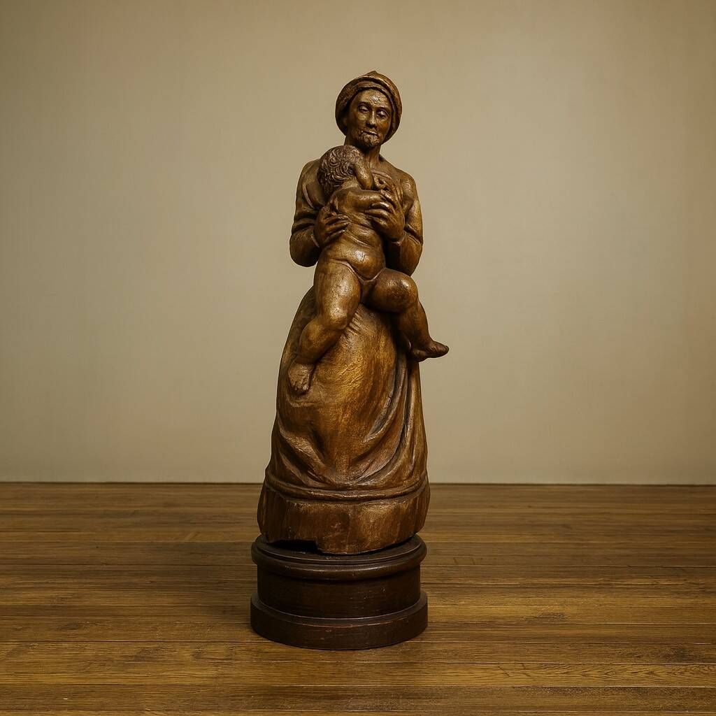 French School of the 17th century: a very large sculpture depicting a maternity.