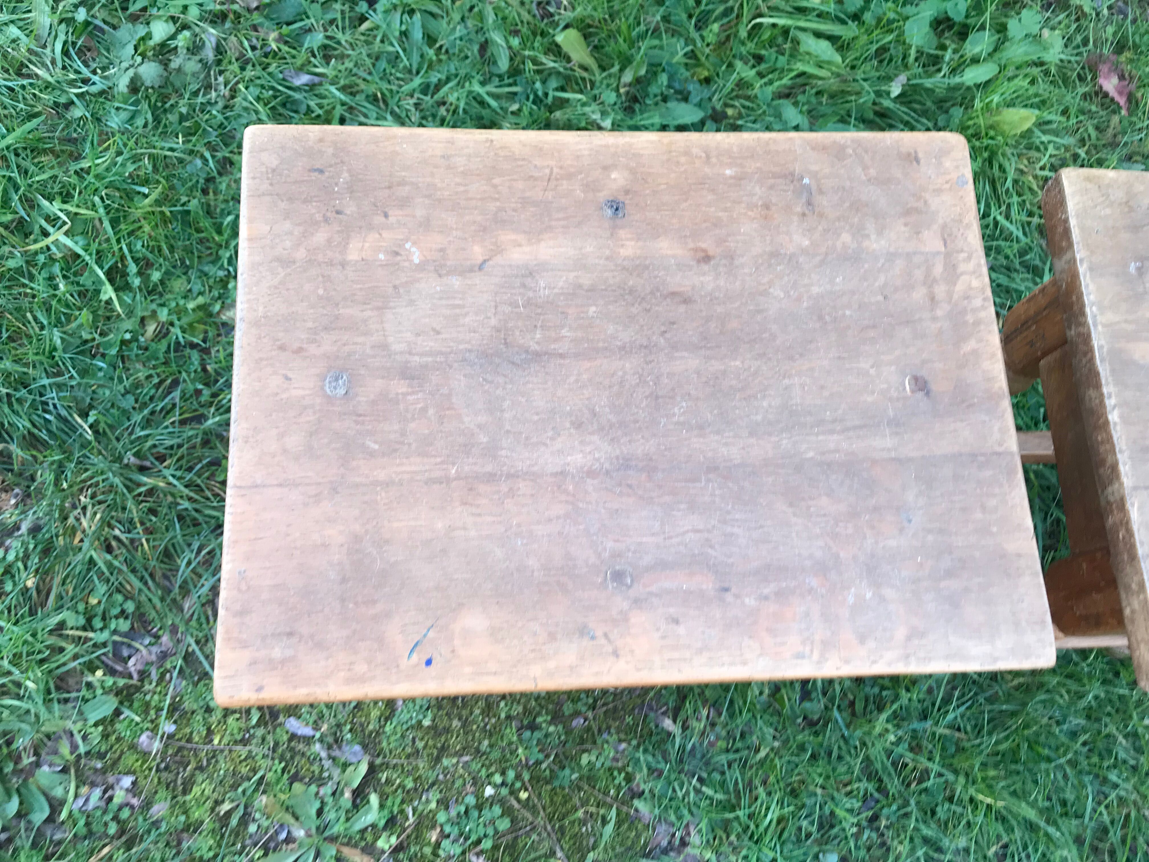 Pair of Louis XIII oak stools
