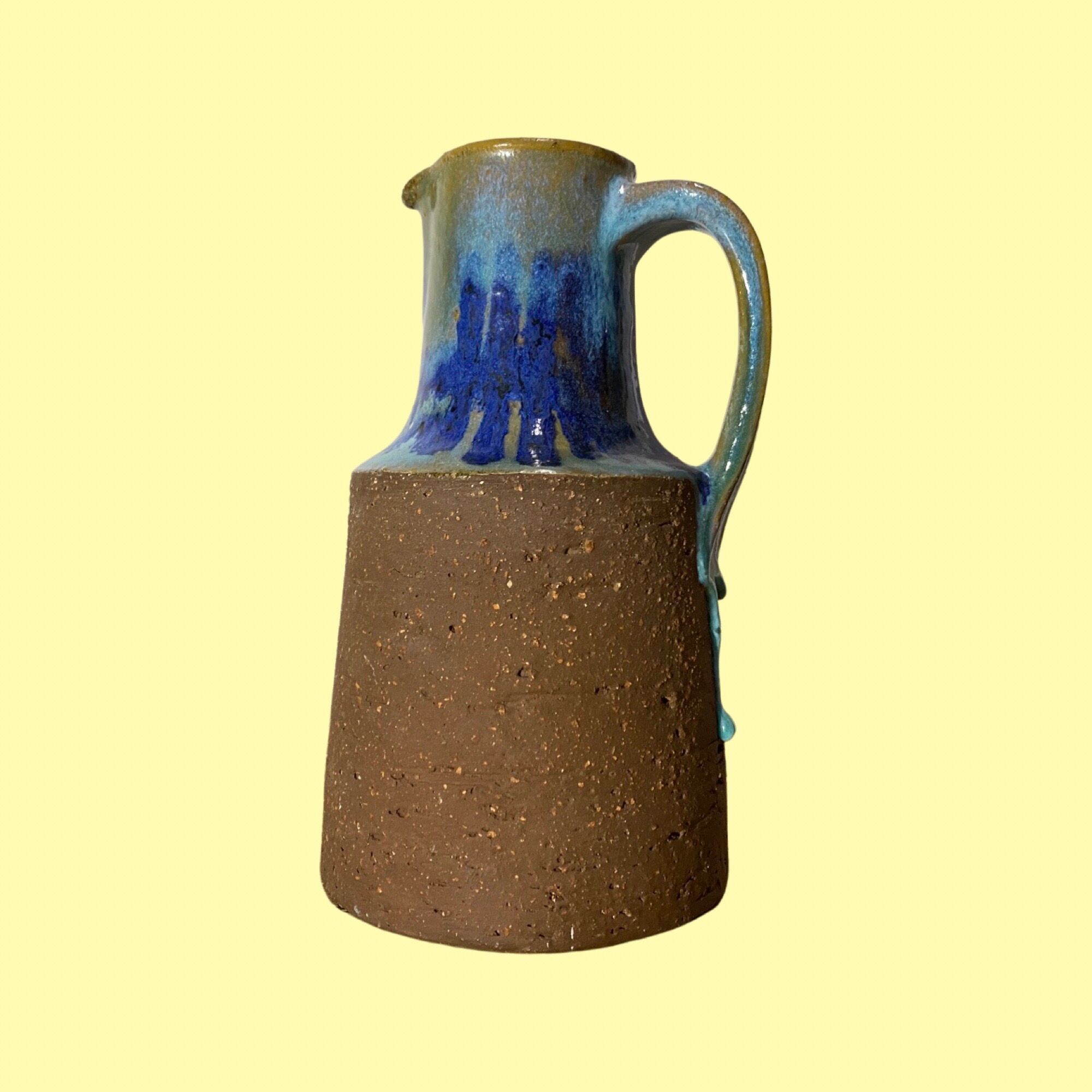 Blue Dripping Ceramic Pottery Made In Denmark | Beautiful Vintage Ceramic Vase - Unique Handmade