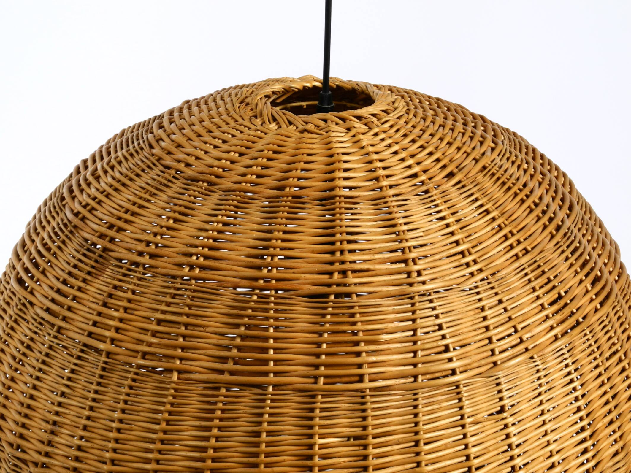 Very rare original XXL rattan ball pendant lamp | Mid Century Modern | Ø 66