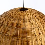 Very rare original XXL rattan ball pendant lamp | Mid Century Modern | Ø 66