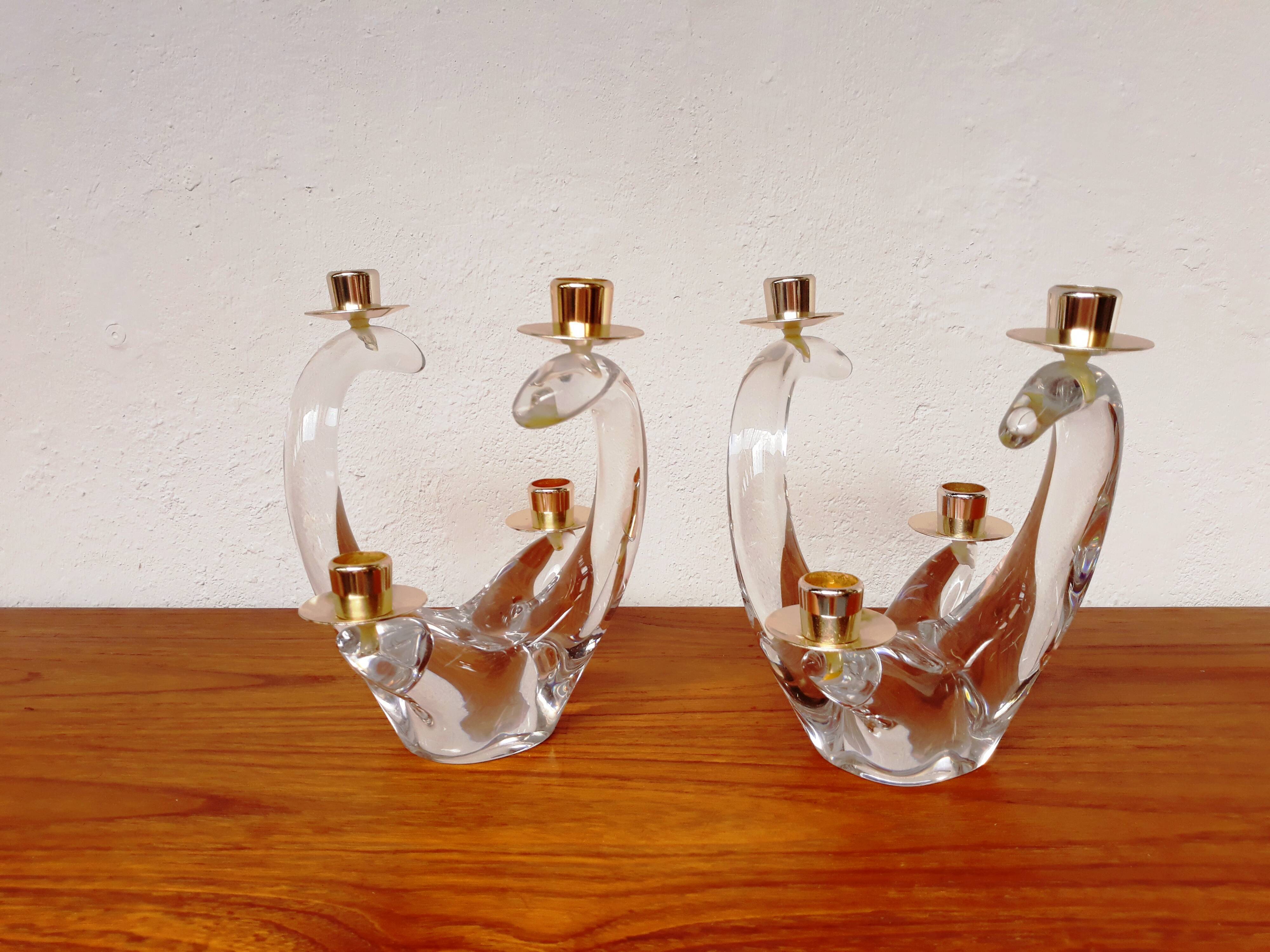 Schneider pair of vintage Crystal candlesticks