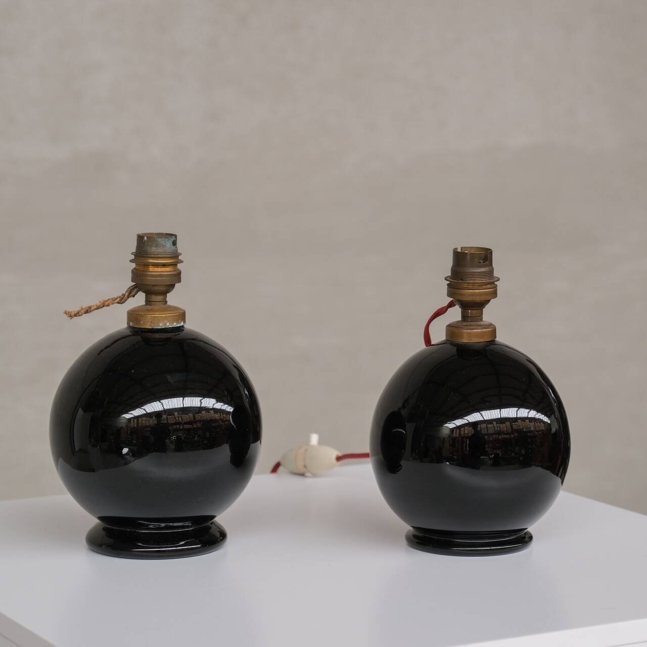 Pair of French Mid-Century Ceramic Petite Table Lamps