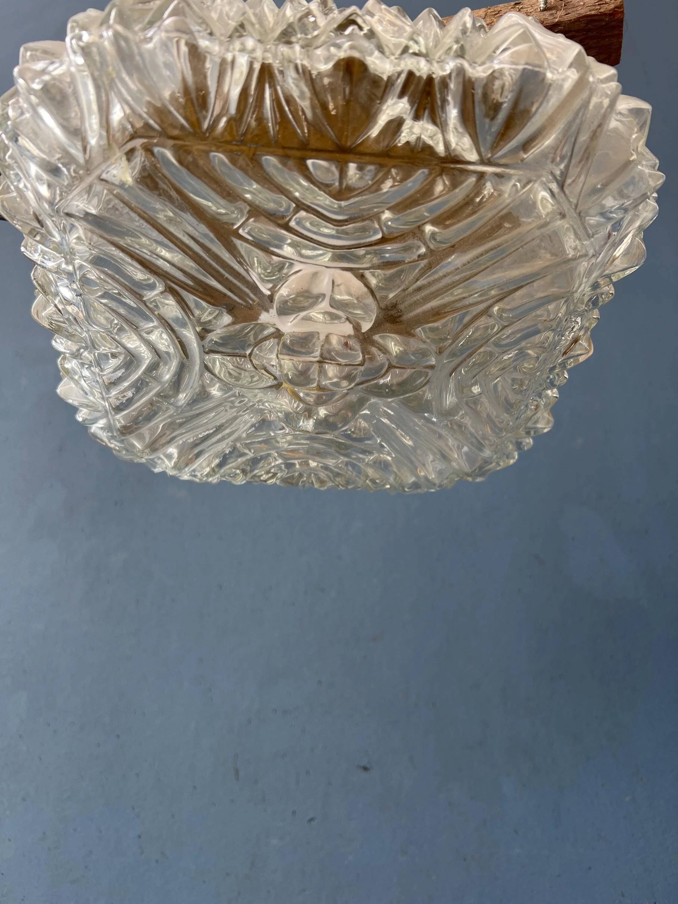 Plafonnier vintage en verre, années 30