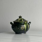 Green ceramic condiment pot