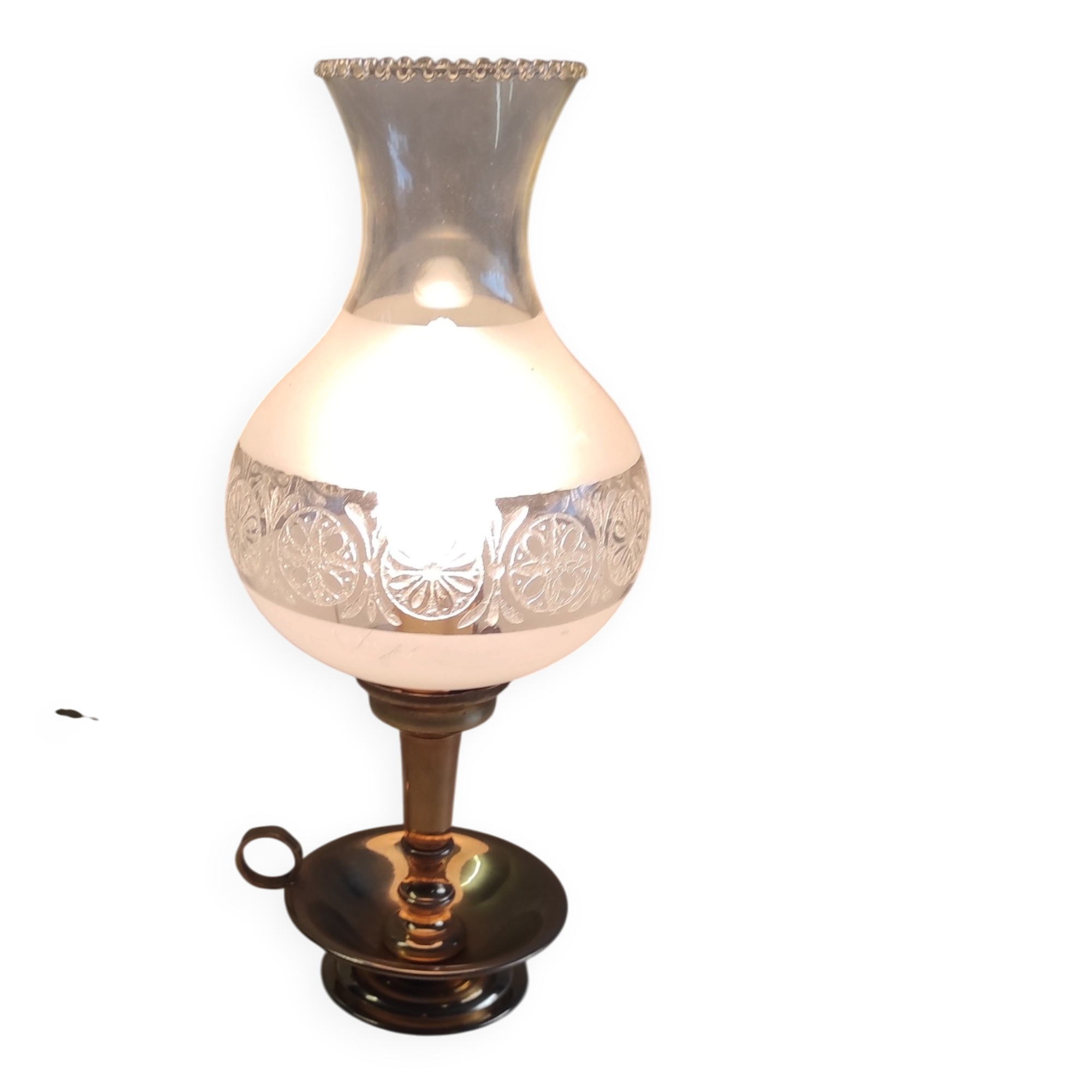 Table lamp in gilded brass and glass - mid 20th century.