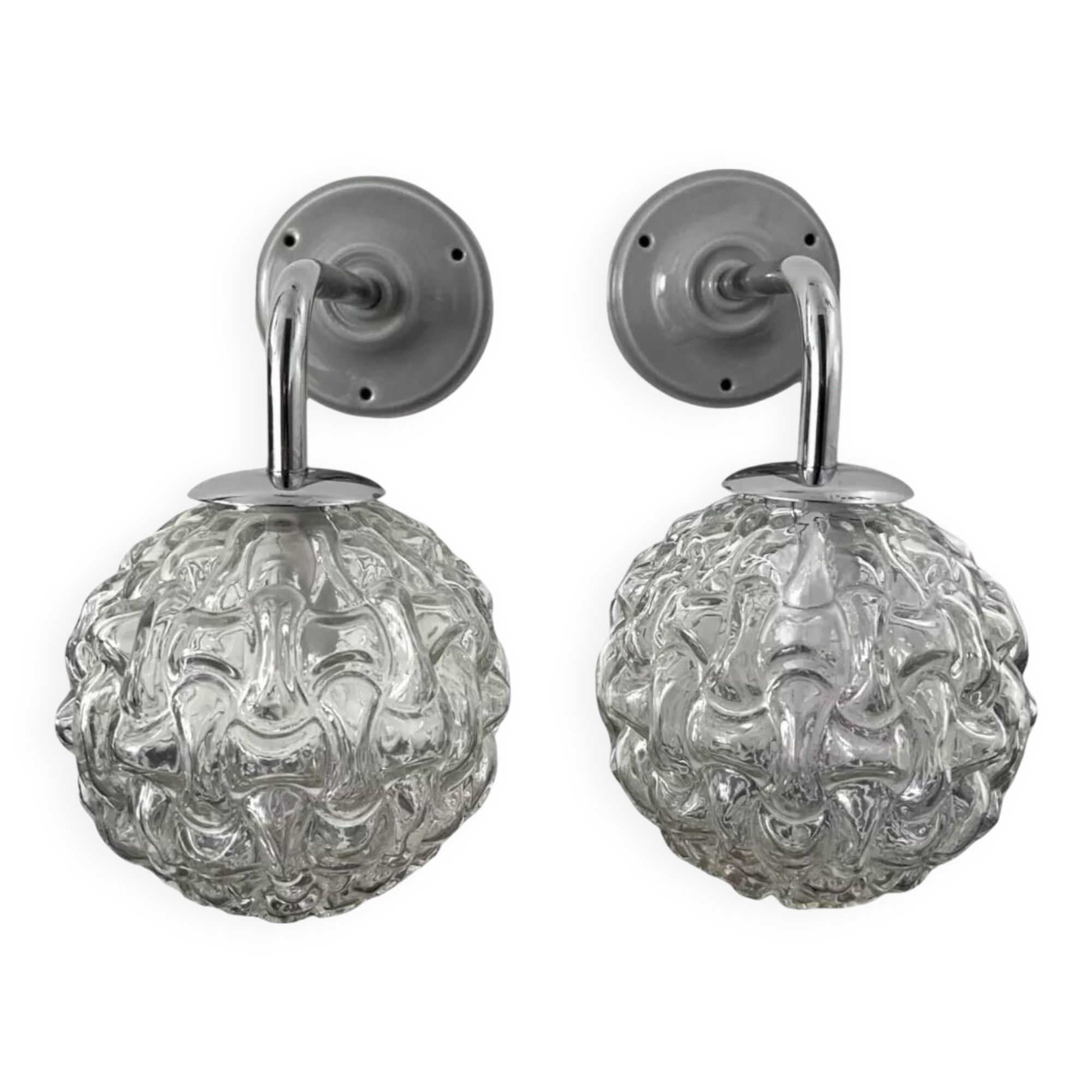 Pair of chrome wall lights