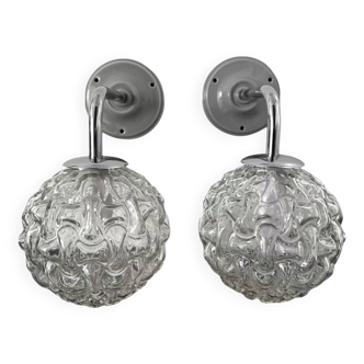 Pair of chrome wall lights