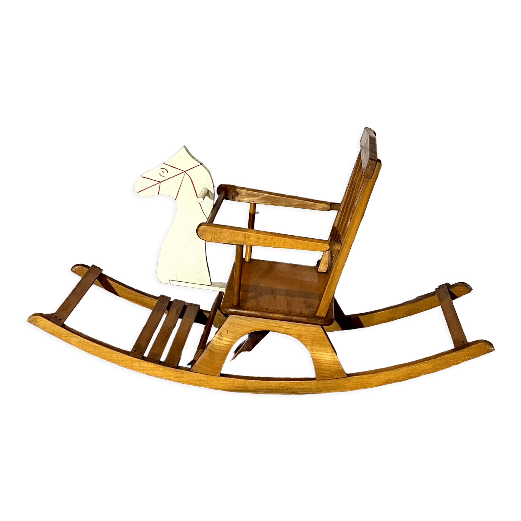 Cheval à bascule en bois