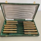 Set of 12 antique knives in green case