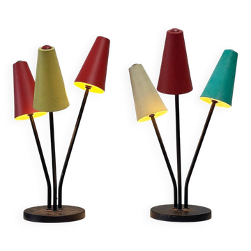 Set of two colorful table lamps