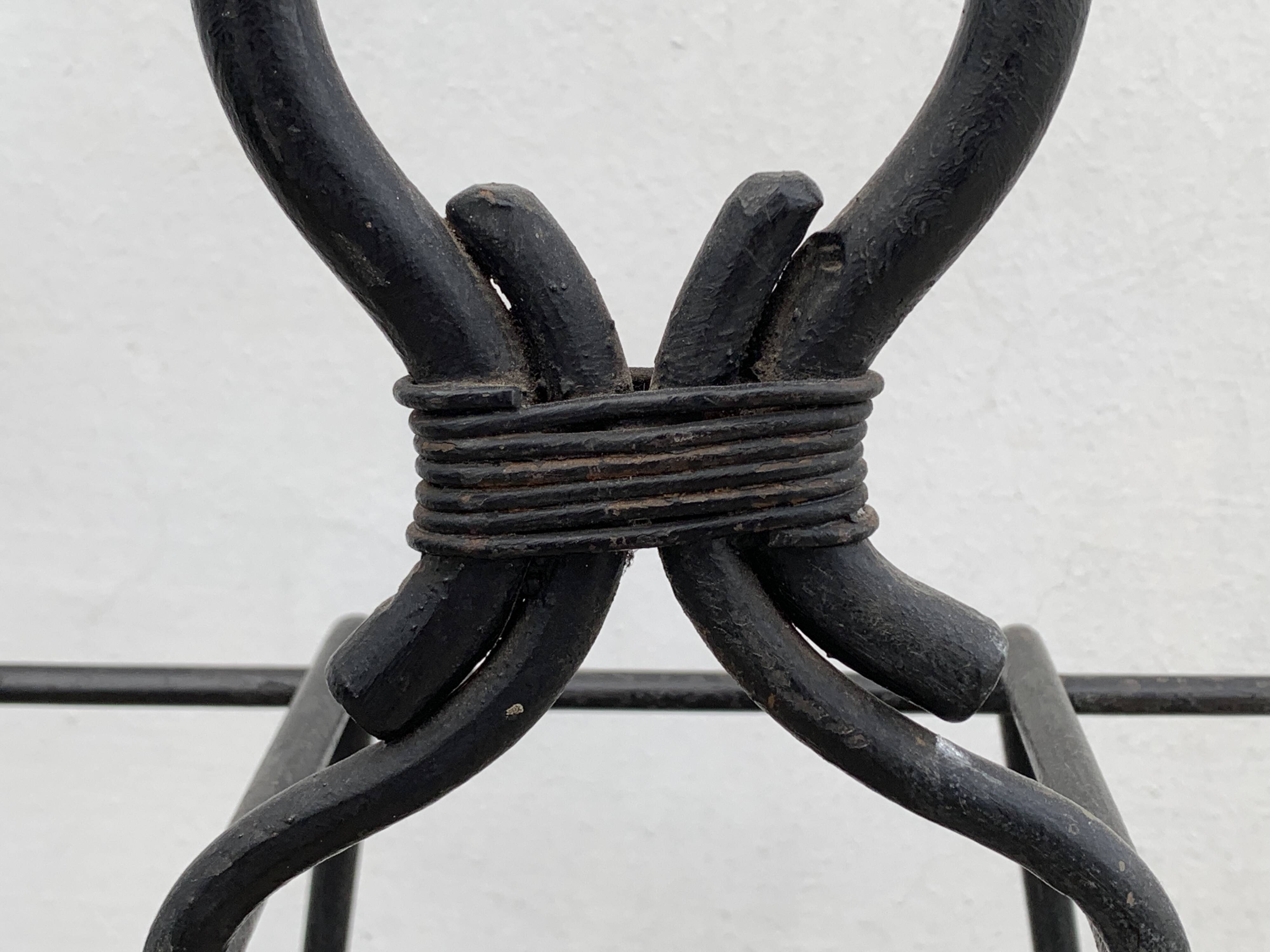 French black wrought iron fireplace set, 1960