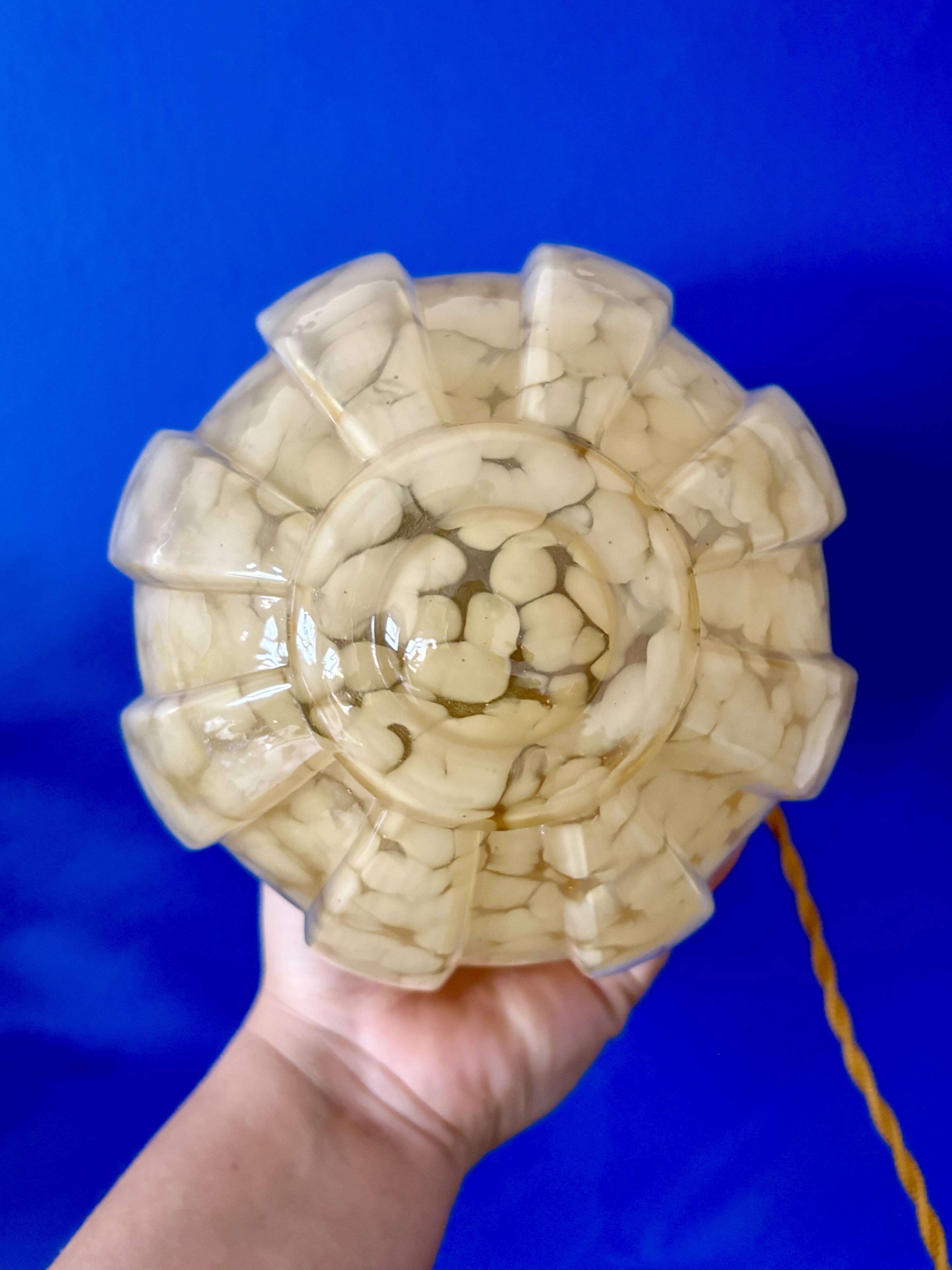 Vintage Art Deco globe table lamp in yellow Clichy glass.