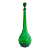 Italian carafe Empoli in iridescent green with diamond pattern.