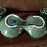 Salt and pepper service on their tray, in the shape of cabbages