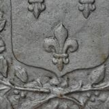 Cast iron fireplace plate fleur de lys art foundry never laid