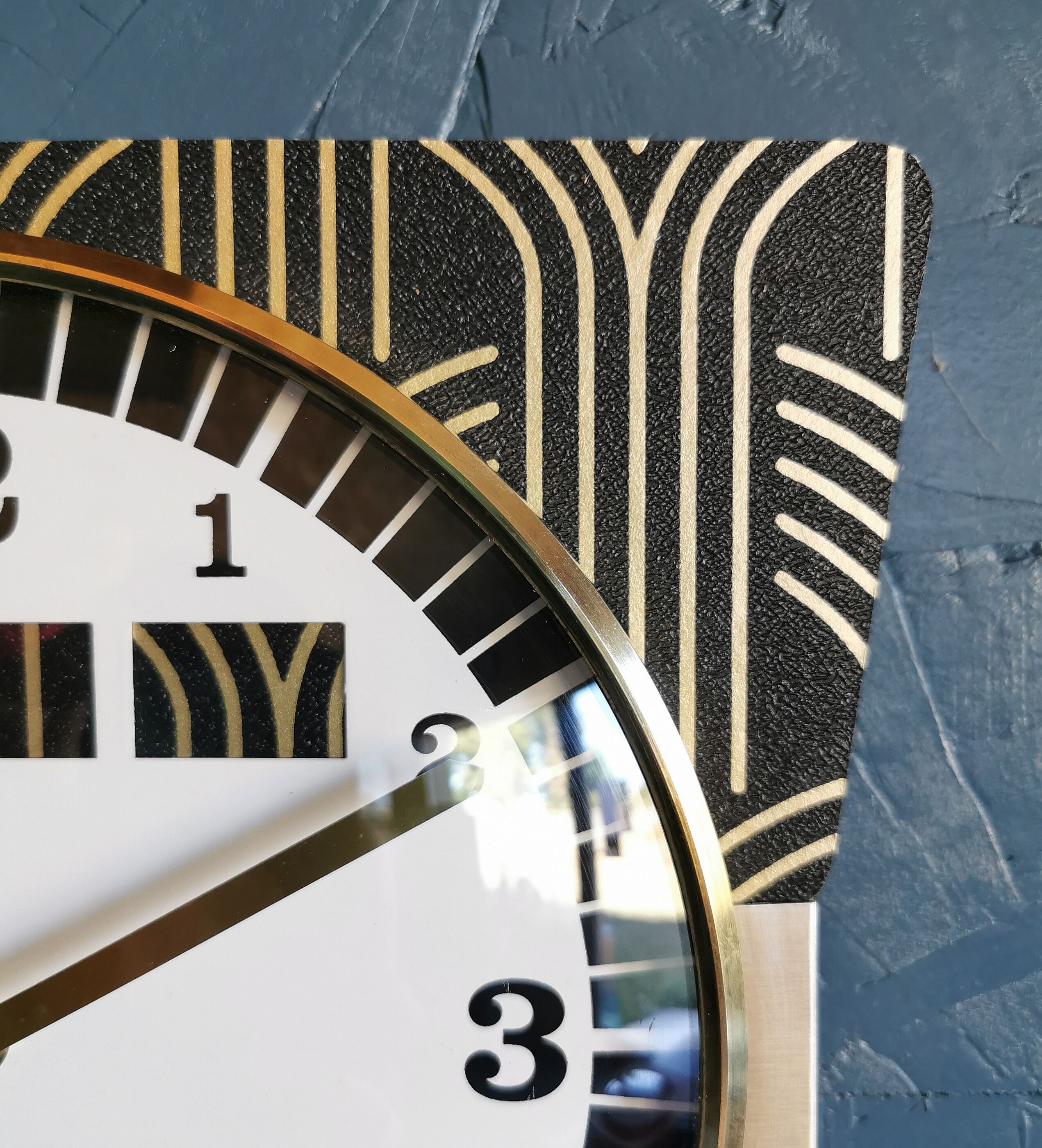 Vintage clock silent rectangular wall clock "jaz black gold"