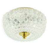 Grand Plafonnier/Plafonnier Mid-Century en Verre Bullé par Helena Tynell pour Limburg, Allemagne, 1960