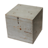 Petit coffre en bois années 50 forme cube patiné gris