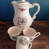 Coffee maker and cups of Sarreguemines model Obernai