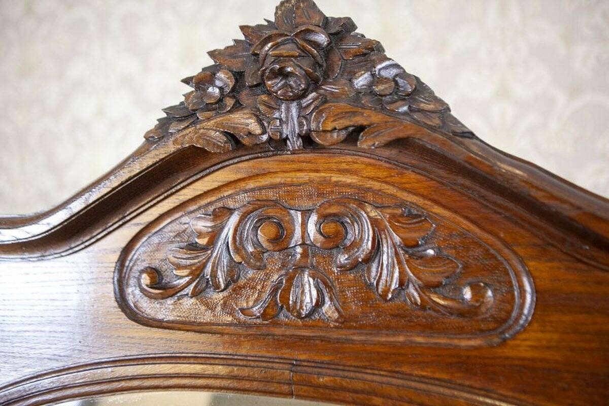 Interwar Walnut Vanity Dresser with Marble Top, 1930s