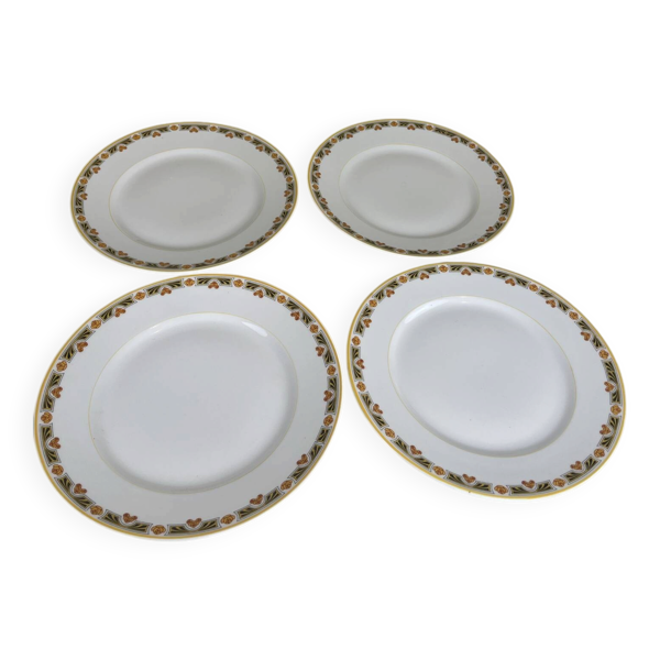 4 assiettes plates art déco