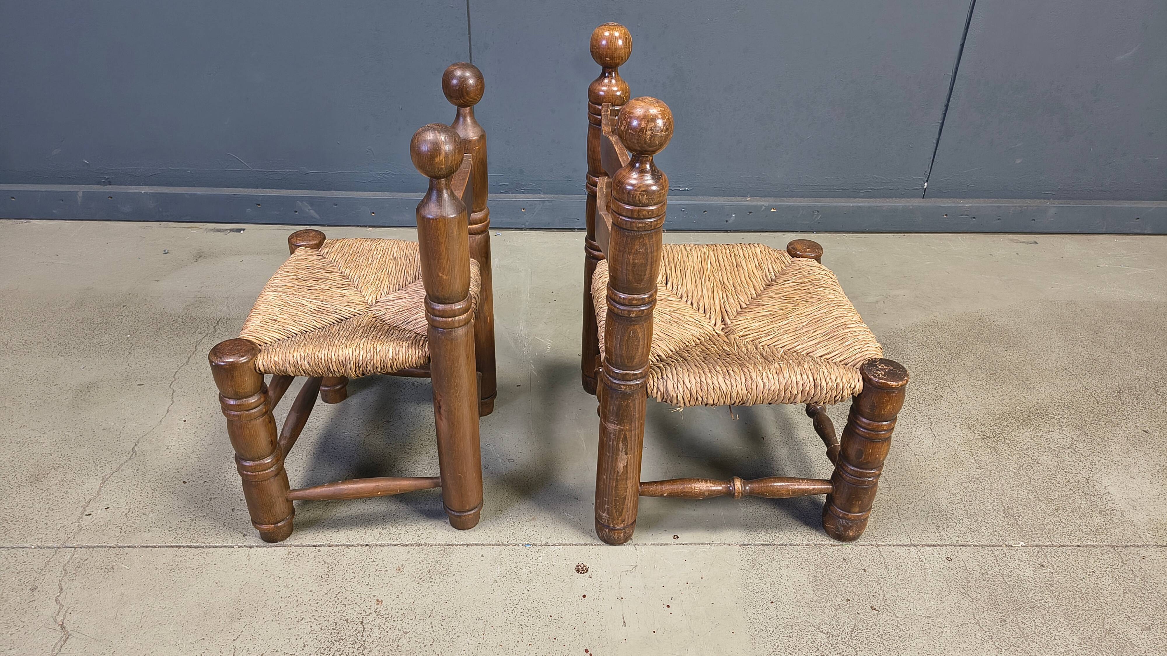 Chaises pour enfants brutalistes de Charles Dudouyt (attribuées), ensemble de 2, années 1960.