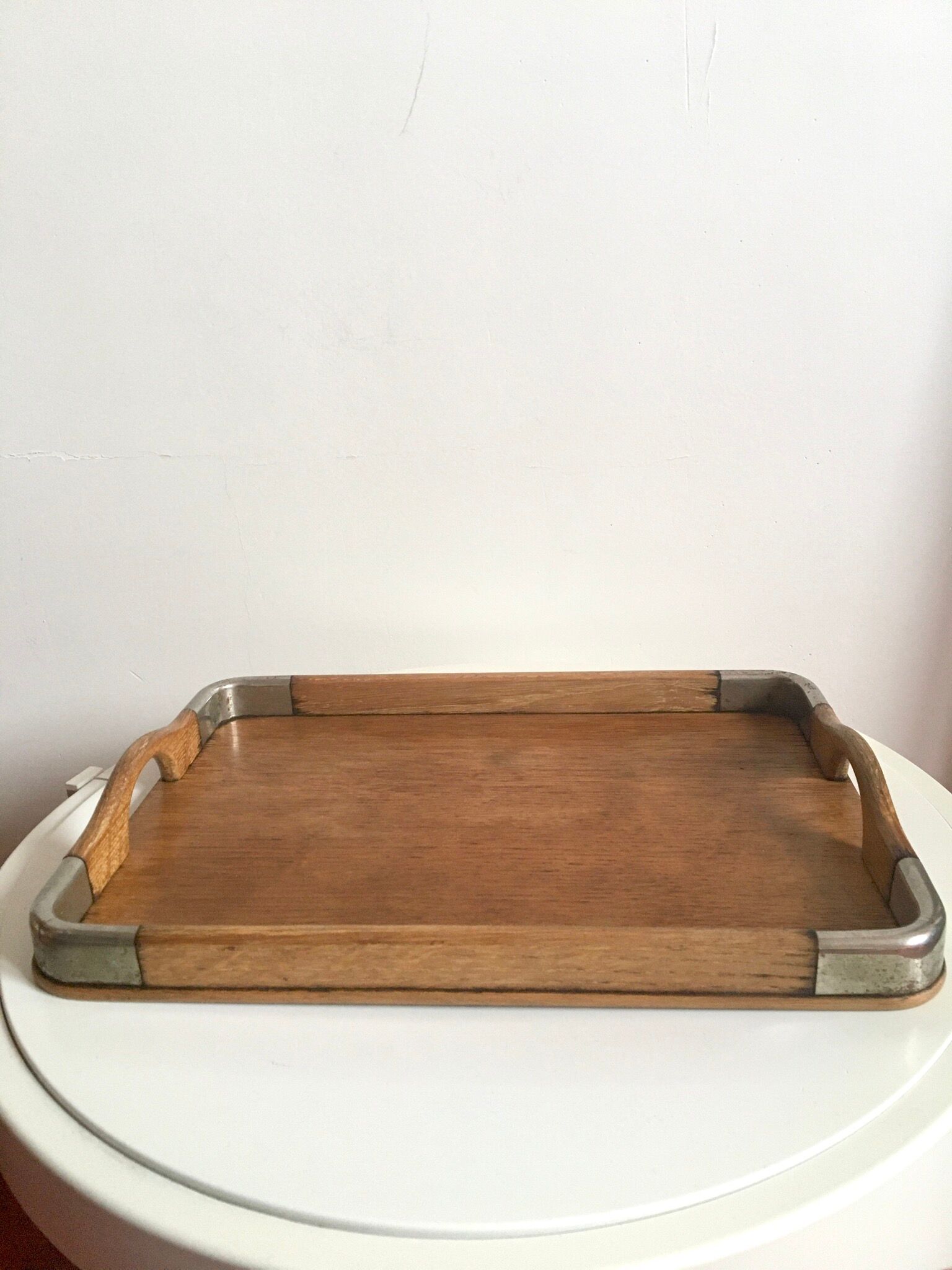 Wooden and metal tray 50s