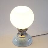 Blue opaline and ceramic lamp