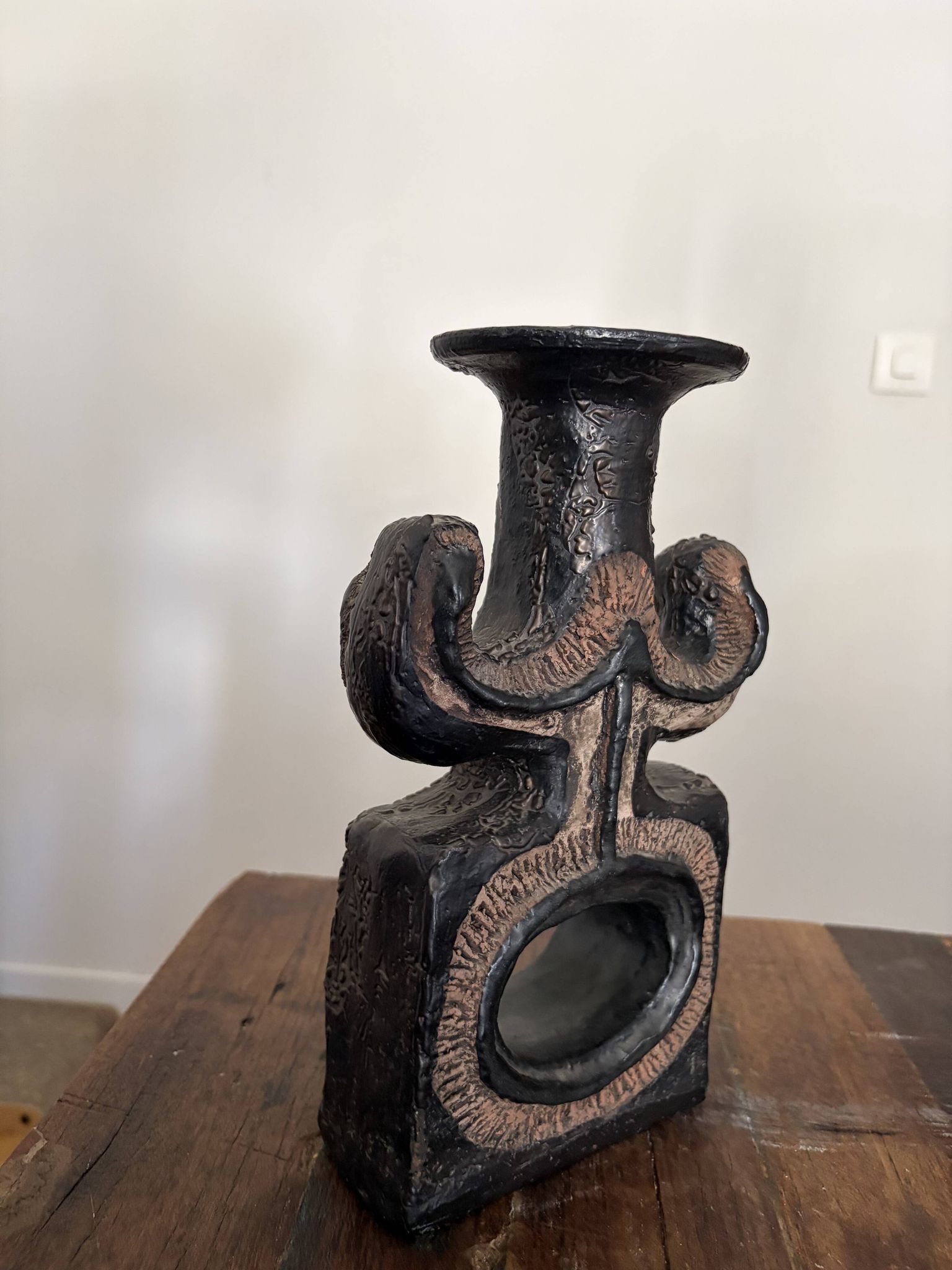 Brutalist sculptural candlestick attributed to Elisabeth Vandeweghe - 70s
