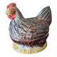 Terrine dish, zoomorphic hen on nest, M. Caugant, Portugal