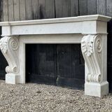 Charles x style fireplace in carrara marble, circa 1880