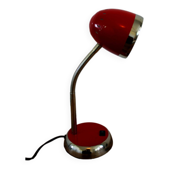 Lampe de bureau chevet vintage rouge et chrome