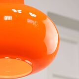 Mid-Century Italian Orange Glass and Brass Pendant Lamp