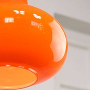 Mid-Century Italian Orange Glass and Brass Pendant Lamp