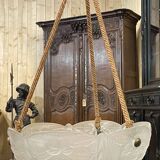 Suspension in white Art Deco period glass in the taste of Lalique