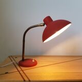 Vintage laying lamp in brass and grainy red aluminum - 50s