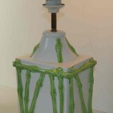 Old vintage lamp base bamboo decoration "Faience of Rodez"