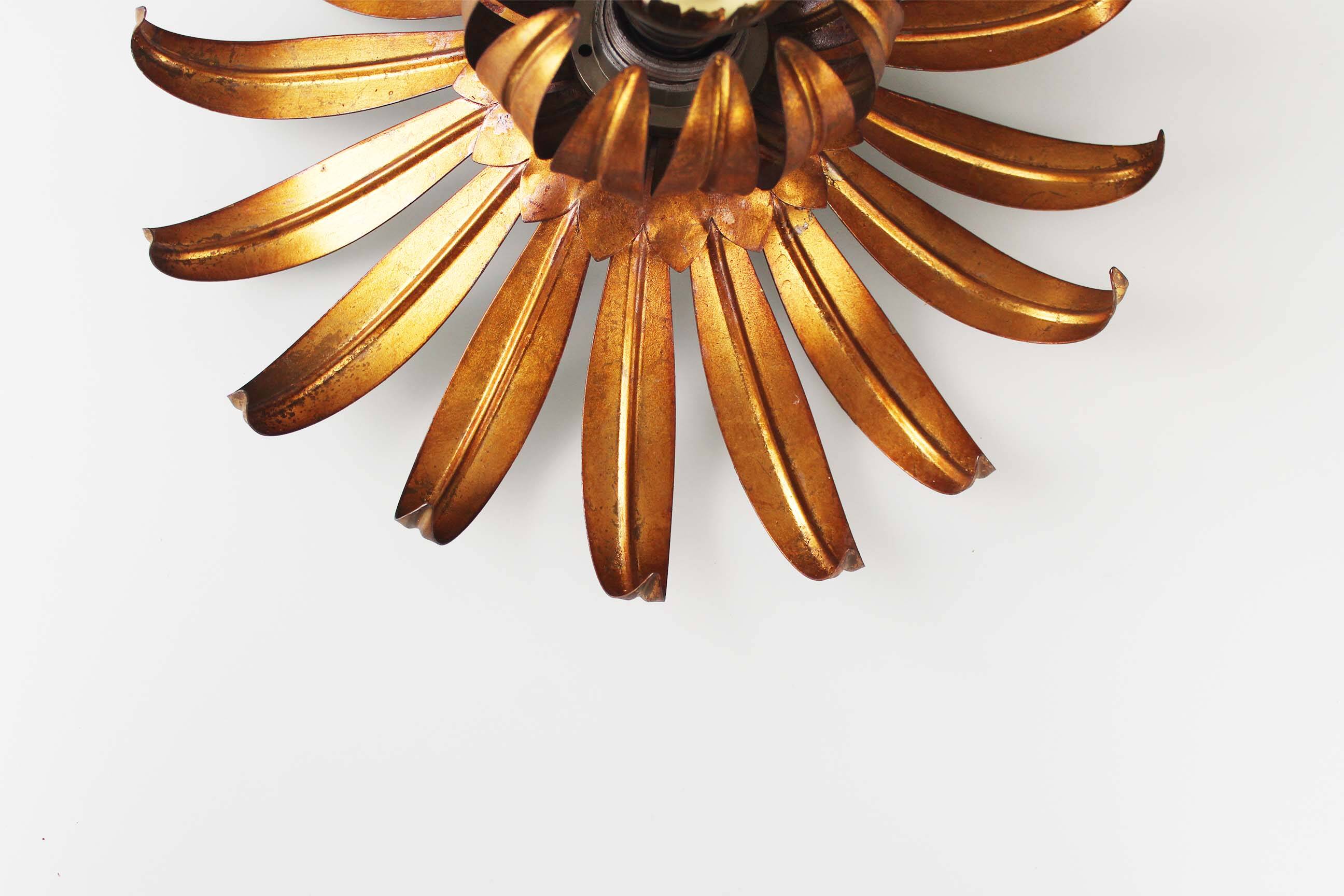 1960’s Italian Gilt Sunburst Wall Light