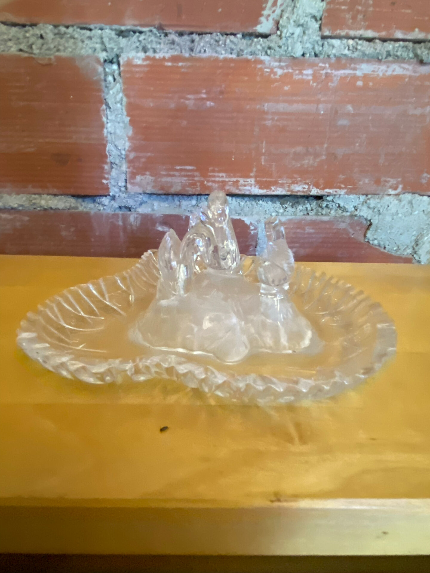 Vintage Heart-Shaped Crystal Dish by D'ARQUES with Swan Decoration #E0